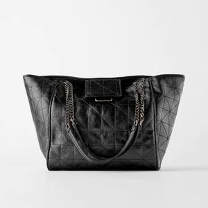 Zara Black Rocker Soft Shopper Tote Bag